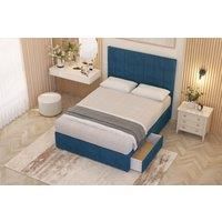 Somnior Austin Plush Velvet Midnight Pocket Sprung Divan Storage Bed with 4 Drawers & Headboard in Navy | Size: Small Double