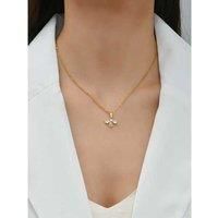 Bee Design Zircon Crystal Gold Necklace - Silver