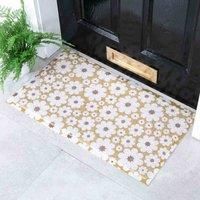 Artsy Doormats Mustard Green And Cream Flower Doormat (70 X 40Cm)