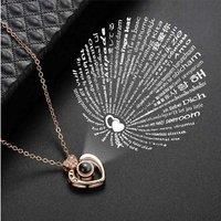 I Love You Projection Crystal Necklace - Silver