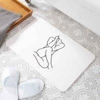 Lady Lines White Stone Non Slip Bath Mat