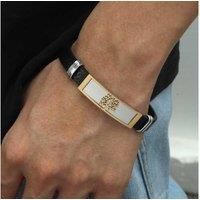Black Leather Bracelet + Message Box