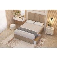 Somnior Austin Plush Velvet Midnight Pocket Sprung Divan Storage Bed with 4 Drawers & Headboard in Beige | Size: Double