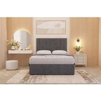 Somnior Alexas Plush Velvet Divan Bed Set with Midnight Pocket Sprung Mattress & Headboard in Charcoal | Size: Super King