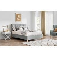 Bedmaster Midnight Linen No Drawer Divan Base And Valencia Headboard Single, Blue