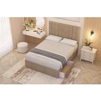 Somnior Alexas Plush Velvet Midnight Pocket Sprung Divan Storage Bed with 4 Drawers & Headboard in Beige | Size: Double