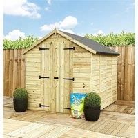 12 x 4 Pressure Treated Low Eaves Apex Garden Shed with Double Door