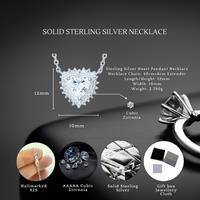 Sterling Silver 12Mm Heart Pendant Necklace Solid S925 Hallmark