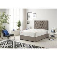 Somnior Premier Divan Bed with 24Cm Deep Mattress & Headboard In Wool Tweed Fabric in Brown | Size: King