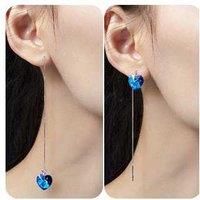Ocean-Blue Crystal Earring+Valentine Box - Silver