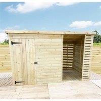 12 x 7 Pressure Treated Pent Shed With Storage Area