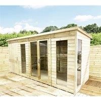 28 x 9 COMBI Pressure Treated Pent Summerhouse with Side Shed