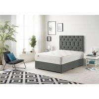Somnior Premier Divan Bed with 24Cm Deep Mattress & Headboard In Linen Fabric in Dark Grey | Size: Super King