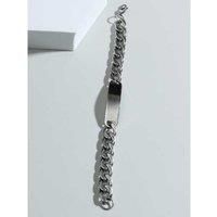 Men Stainless Steel Square Bracelet - Silver
