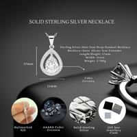 Sterling Silver Tear Drop Pendant Necklace Solid S925 Hallmark