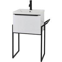 White Gloss500mm Wall Hung Drawer Unit Ceramic Basin and Frame