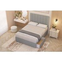 Somnior Austin Linen Fabric Midnight Pocket Sprung Divan Storage Bed with 4 Drawers & Headboard in Light Grey | Size: Super King