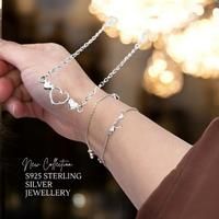 Sterling Silver Triple Heart Bracelet S925 With Hallmark