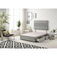 Somnior Galaxy Divan Bed Base With 4 Drawers & Headboard Tweed in Grey | Size: King