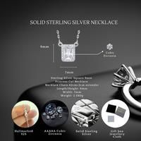 Sterling Silver Square 9Mm Princess Cut Necklace S925 Hallmark