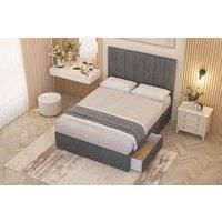 Somnior Austin Plush Velvet Divan Bed Set 2 Drawers with Midnight Pocket Spring Mattress & Headboard in Silver | Size: Single