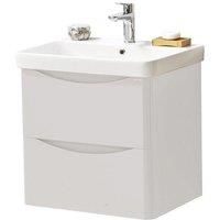 Cashmere Bathroom Wall Mounted 2-Drawer Unit with Basin 60cm Wide