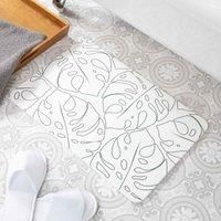Monstera White Stone Non Slip Bath Mat