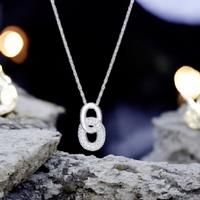 Sterling Silver Interlocking Infinity Link Necklace S925 Hallmark