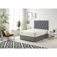 Somnior Premier Divan Bed with 24Cm Deep Mattress & Headboard In Plush Fabric in Light Grey | Size: Super King