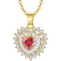 Heart-Shaped Gold Necklace+Valentine Box - Red