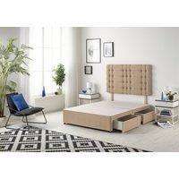 Somnior Bliss Divan Bed Base With 4 Drawers & Headboard Plush in Beige | Size: Small Double