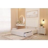 Somnior Alexas 2 Draw Divan Bed Base with Headboard Plush Velvet in White | Size: Super King