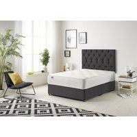 Somnior Premier Divan Bed with 24Cm Deep Mattress & Headboard In Plush Fabric in Black | Size: King