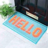 Artsy Doormats Blue Hello Doormat (70 X 40Cm)