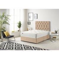 Somnior Premier Divan Bed with 24Cm Deep Mattress & Headboard In Plush Fabric in Beige | Size: King