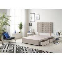 Somnior Bliss Divan Bed Base With 4 Drawers & Headboard Plush in Silver | Size: Super King