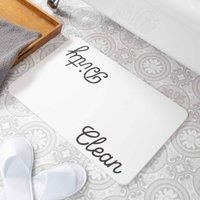 Clean Dirty White Stone Non Slip Bath Mat