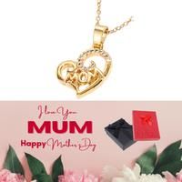 Mum Heart Crystal Gold Necklace+Md Box - Silver