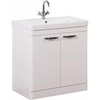 White Gloss2 Door Standing Unit with White Basin 80cm Wide