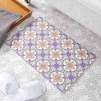 Flower Pattern White Stone Non Slip Bath Mat