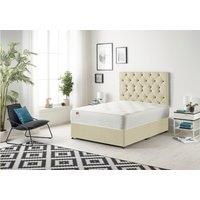 Somnior Premier Divan Bed with 24Cm Deep Mattress & Headboard In Linen Fabric in Cream | Size: King