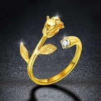 Golden Crystal Open Ring+Valentine Box - Silver