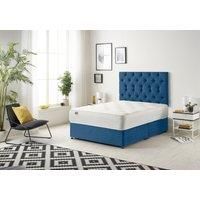 Somnior Premier Divan Bed with 24Cm Deep Mattress & Headboard In Plush Fabric in Navy | Size: Super King