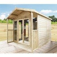 13x28 Pressure Treated Apex Summerhouse with Long Windows and Verandah