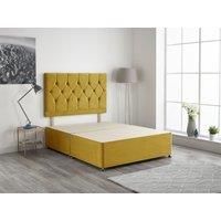 Somnior Ziggy Divan Bed Base with Headboard Plush Velvet in Yellow | Size: Super King