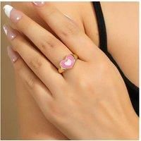 Pink Double Love Heart Open Ring Gold