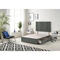 Somnior Bliss Divan Bed Base With 4 Drawers & Headboard Linen in Dark Grey | Size: Super King