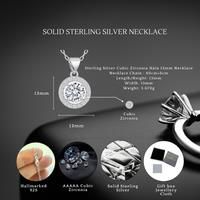 Sterling Silver Classic 13Mm Halo Round Necklace S925 Hallmark