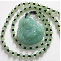 Jade Green Necklace-Buddha+Valentine Box