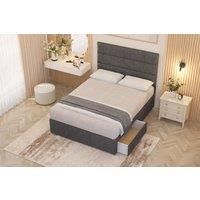Somnior Chambery Plush Velvet Midnight Pocket Sprung Divan Storage Bed with 4 Drawers & Headboard in Charcoal | Size: Small Double